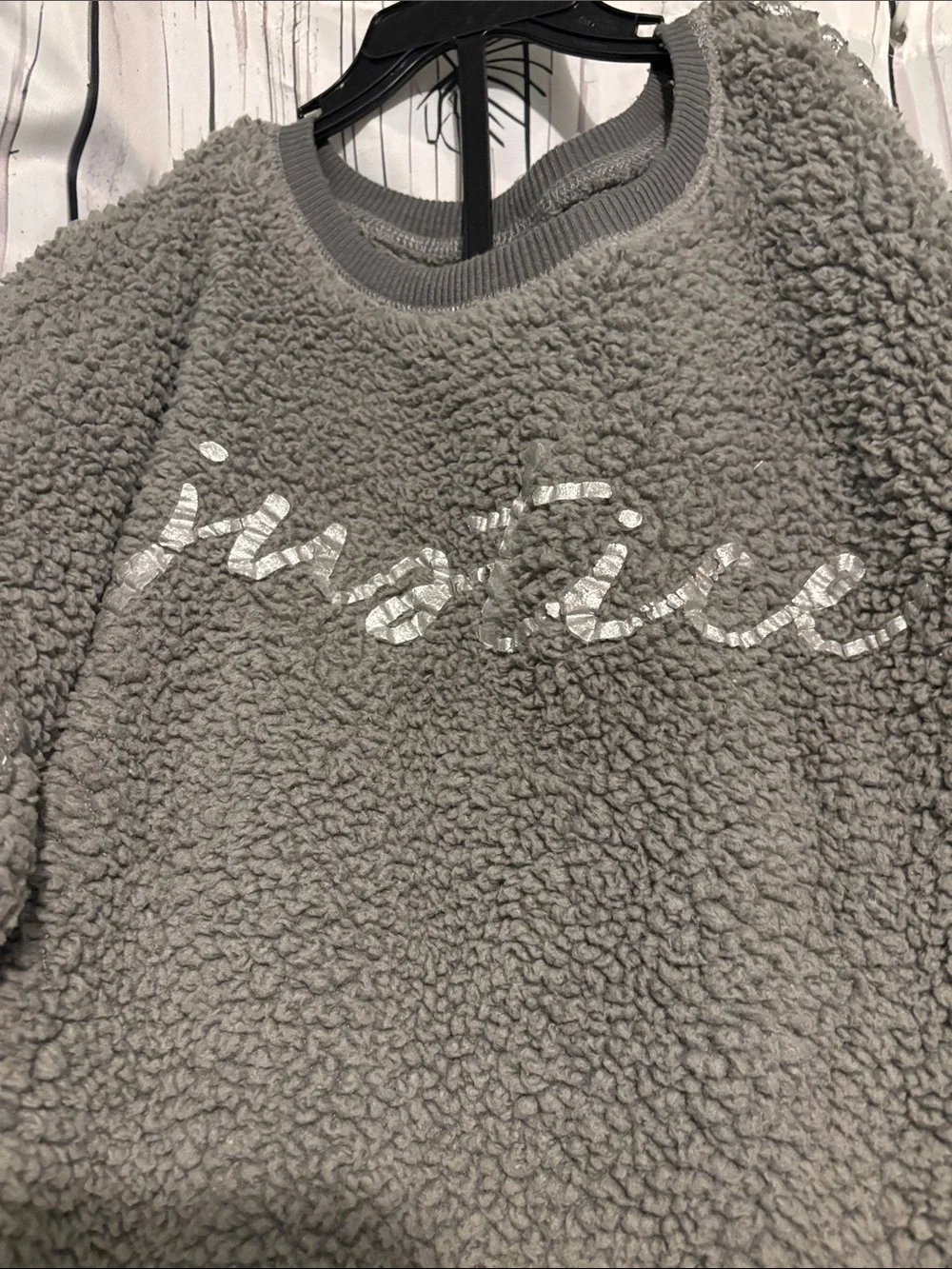 Justice Gray Sherpa Pajama Set with Sparkle Stars